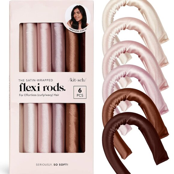 Satin Heatless Curling Rod - Heatless Hair Curler for Overnight Curls, Soft Hair